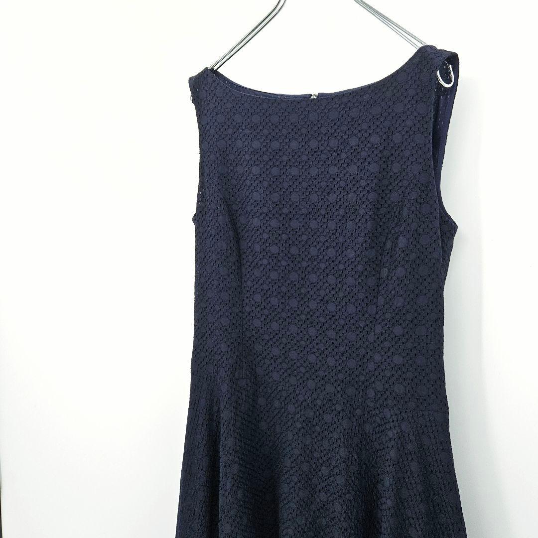 【新品未使用】フォクシー　カトレア　ワンピース　刺繍　近年　刺繍　ネイビー 38