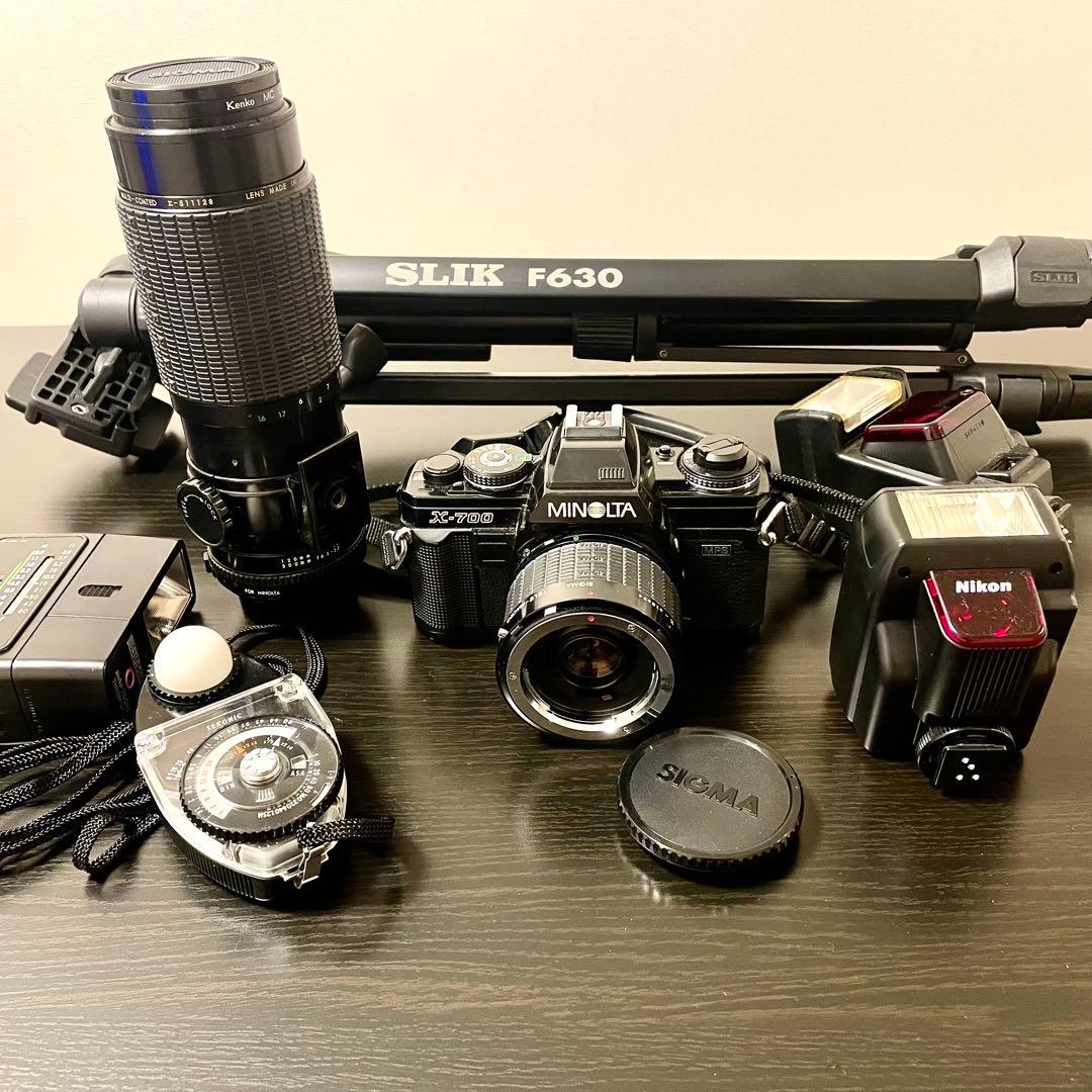 【レトロ一眼】MINOLTA X-700 レンズ 三脚 ストロボ 露出計 一式