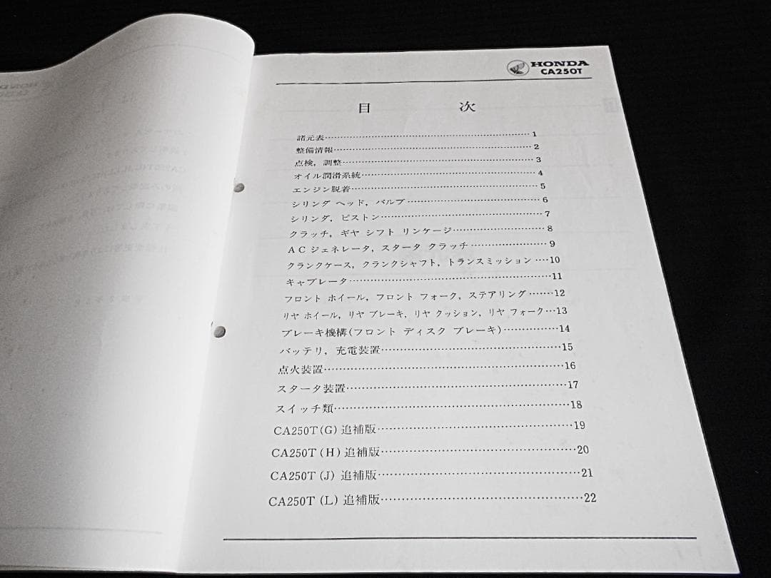 ホンダ　レブル250 CA250T〔MC13〕サービスマニュアル 追補多数あり