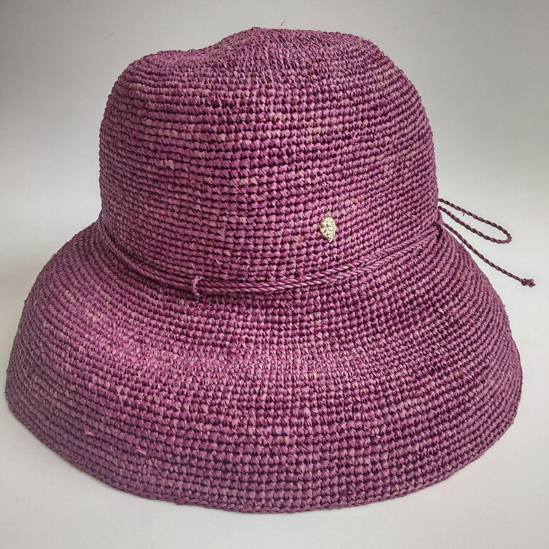 極美品 ヘレンカミンスキー 現行 ラフィアハット ボルドー 麦わら帽子