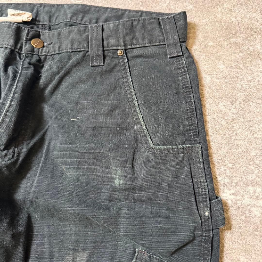 タコわさ様カーハートダブルニー ワークパンツ リップストップ ブラック