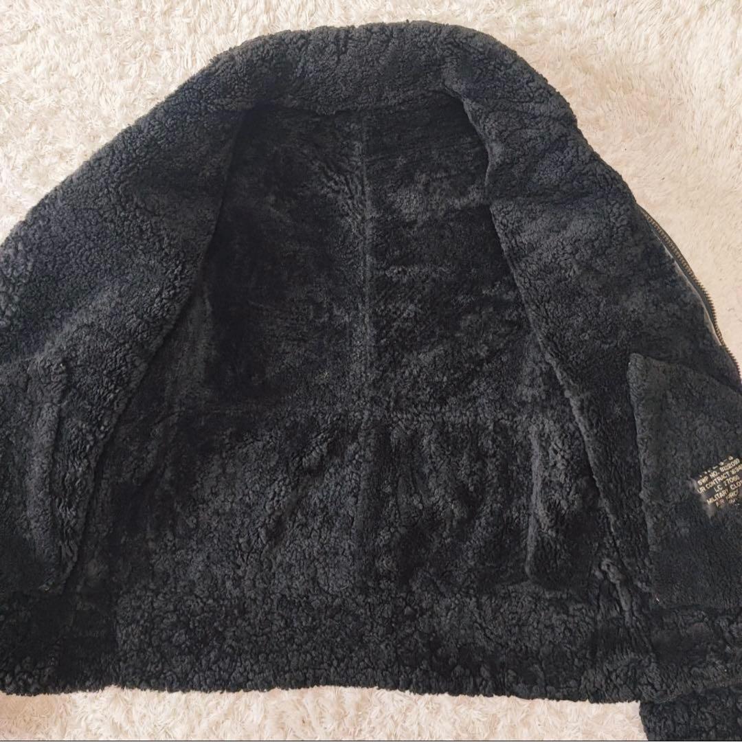 B-3 リアルムートン フライトジャケット レザー ミリタリー 黒 L-XL相当