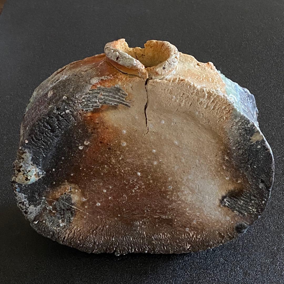 信楽焼　扁壺　花瓶　花器　井村侊生　　#3202