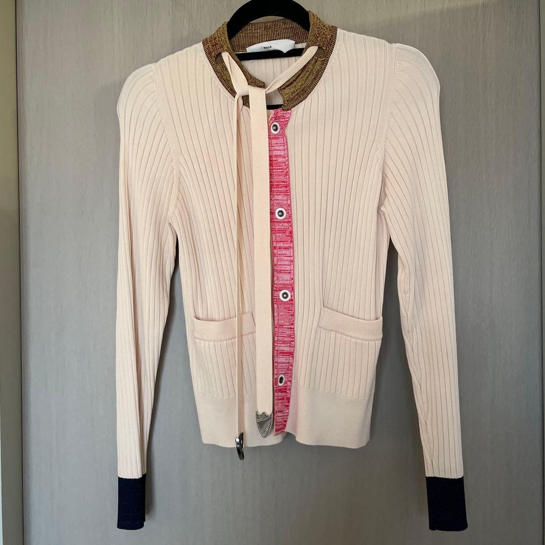 トーガ プルアTogaリブ編みクリーム色カーディガン