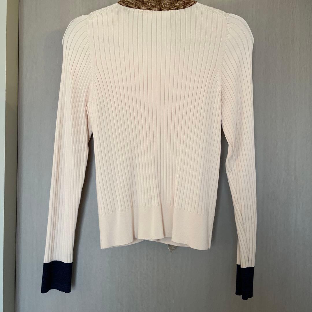 トーガ プルアTogaリブ編みクリーム色カーディガン