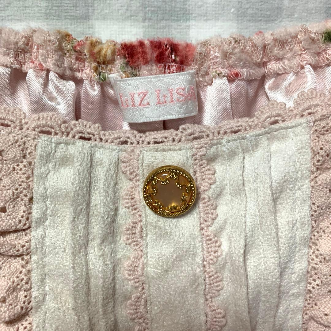 LIZLISA 希少 ピンク 薔薇柄 リボン フリル チュニック