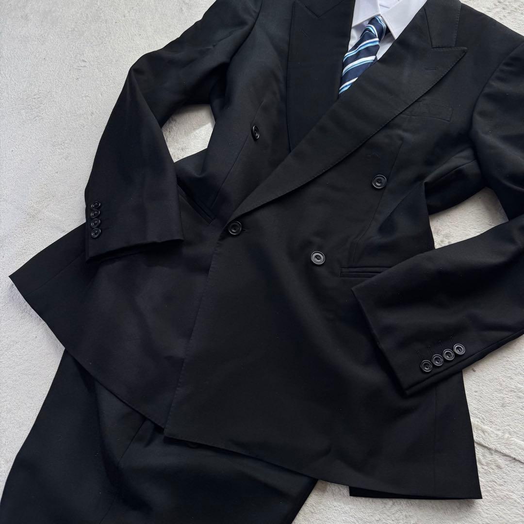 極美品 バーバリーロンドン スーツ セットアップ ダブル M ブラック
