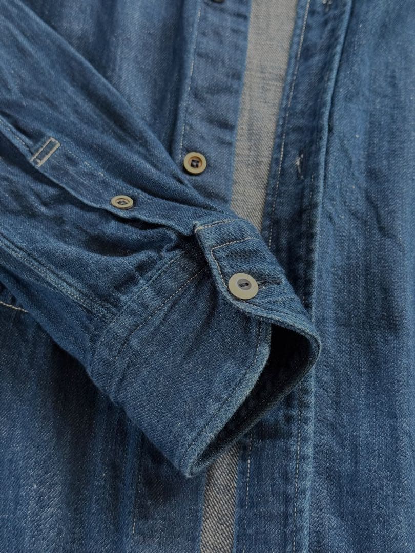 45R デニムシャツ ロング ワンピース／インディゴ／ユニセックス／日本製