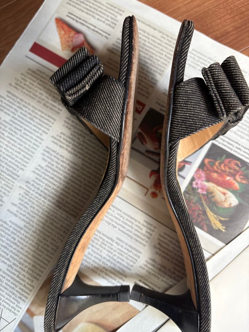 CHANEL ブラック リボン付きミュール