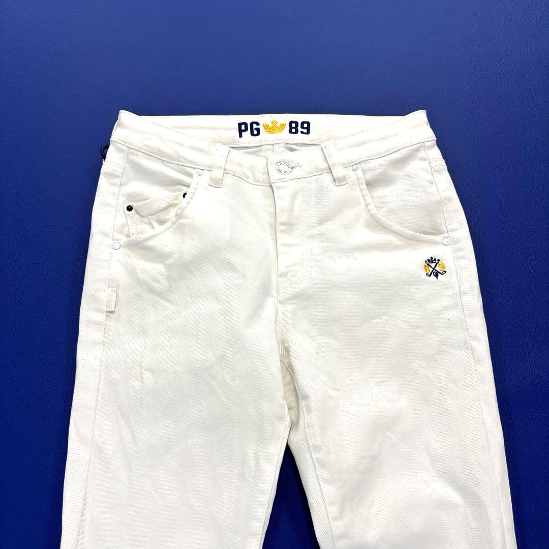 パーリーゲイツ　ロングパンツ　0/S ホワイト　バックロゴ　刺繍　通年仕様