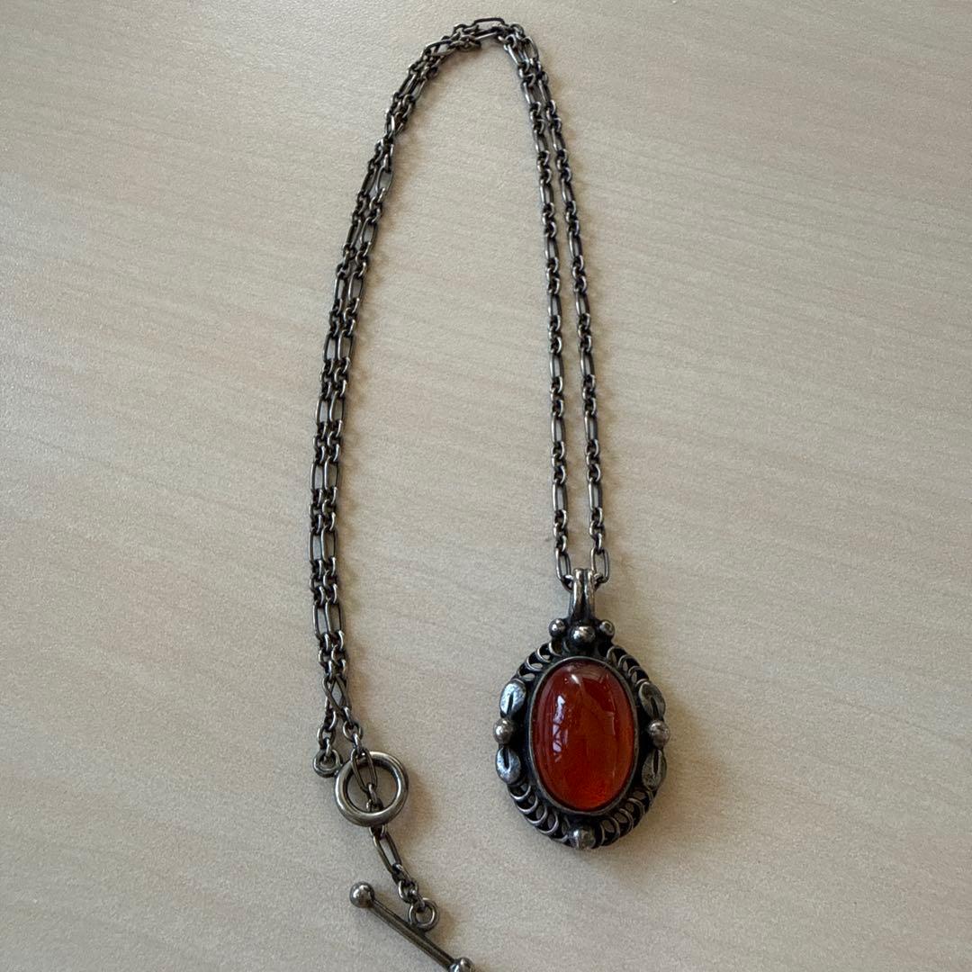 ジョージジェンセン イヤーペンダント 1995 アンバー・琥珀 ネックレス