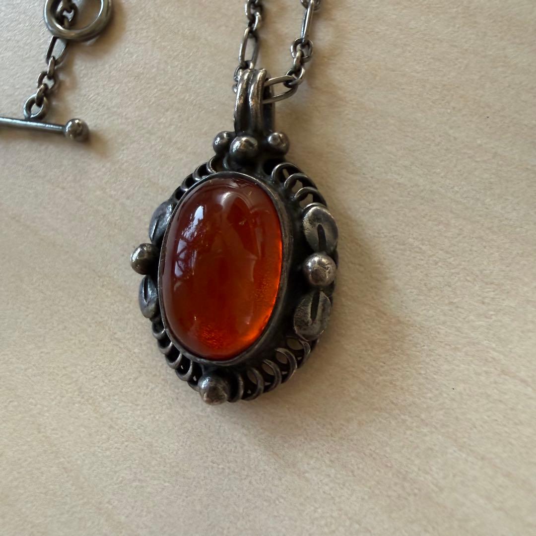 ジョージジェンセン イヤーペンダント 1995 アンバー・琥珀 ネックレス