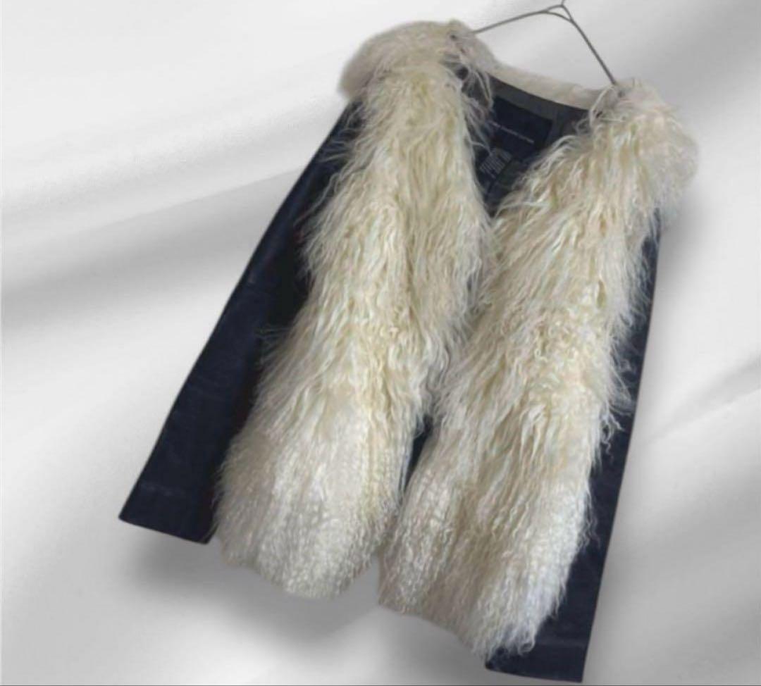 ダブルスタンダード　レザー×チベットラムファー　ジャケット