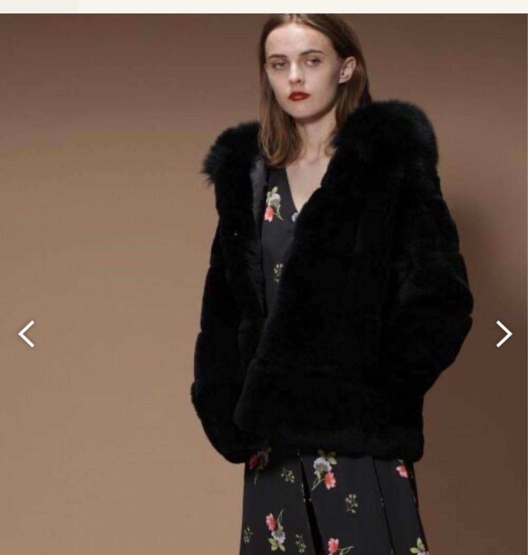 グレースコンチネンタル　ファーコートジャケット　ラビットファー　ブラック　36