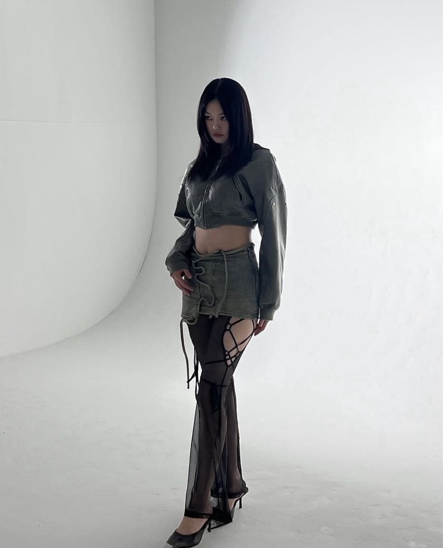 レッグウェア S lace up leggings tulle theredthread