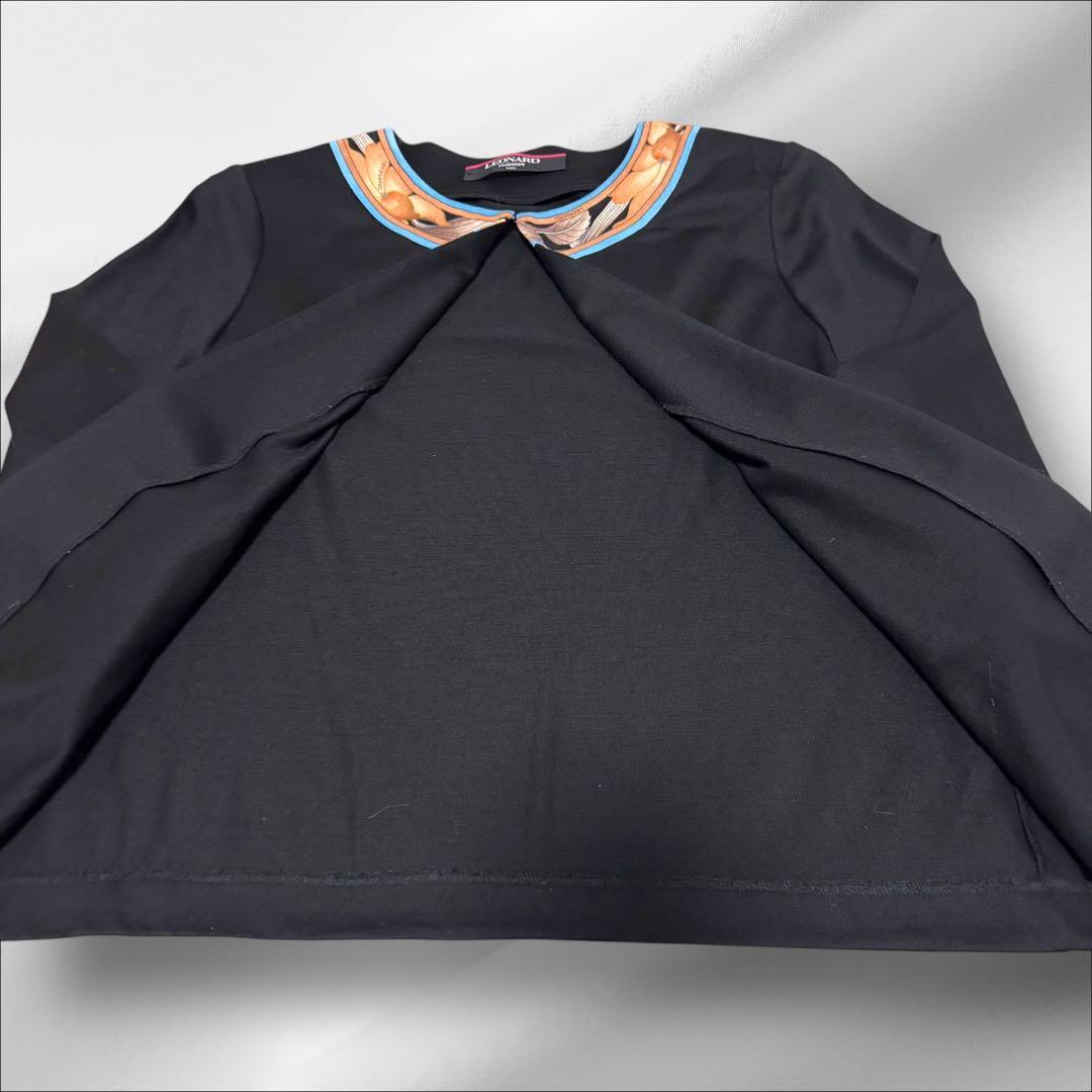 LEONARD 【レオナール 】カーディガン　トリムストール ウール【Ｌ】