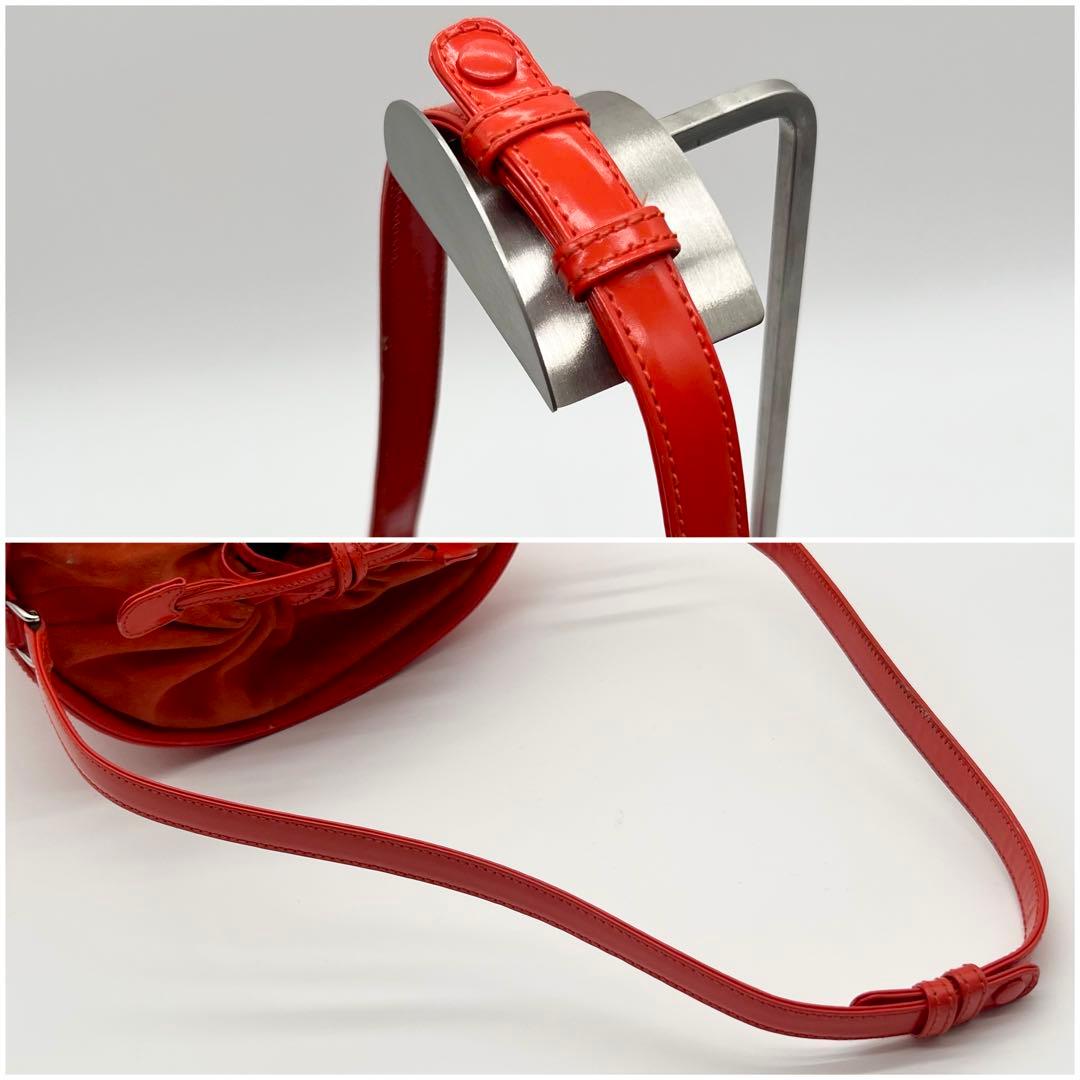 GUCCI ショルダー バッグ デカロゴ 巾着 バケツ 2way オレンジ