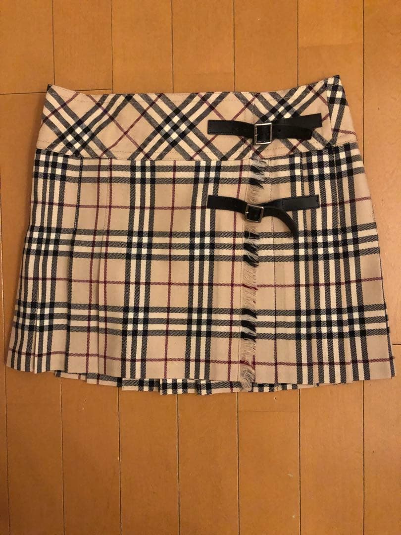 バーバリーブルーレーベル　ベージュ チェック プリーツスカート 36