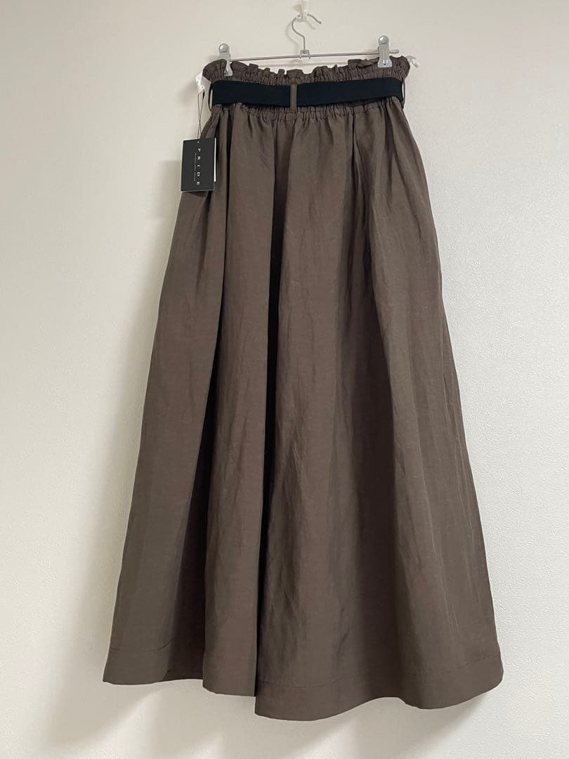 PRIDE　レーヨンリネン ロングガウチョパンツ　こげ茶【36】 ☆新品未使用☆