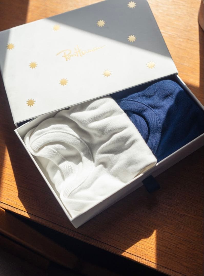 ロンハーマンベビー　ロンパース2枚セット（白・ネイビー）【新品未使用箱付き】