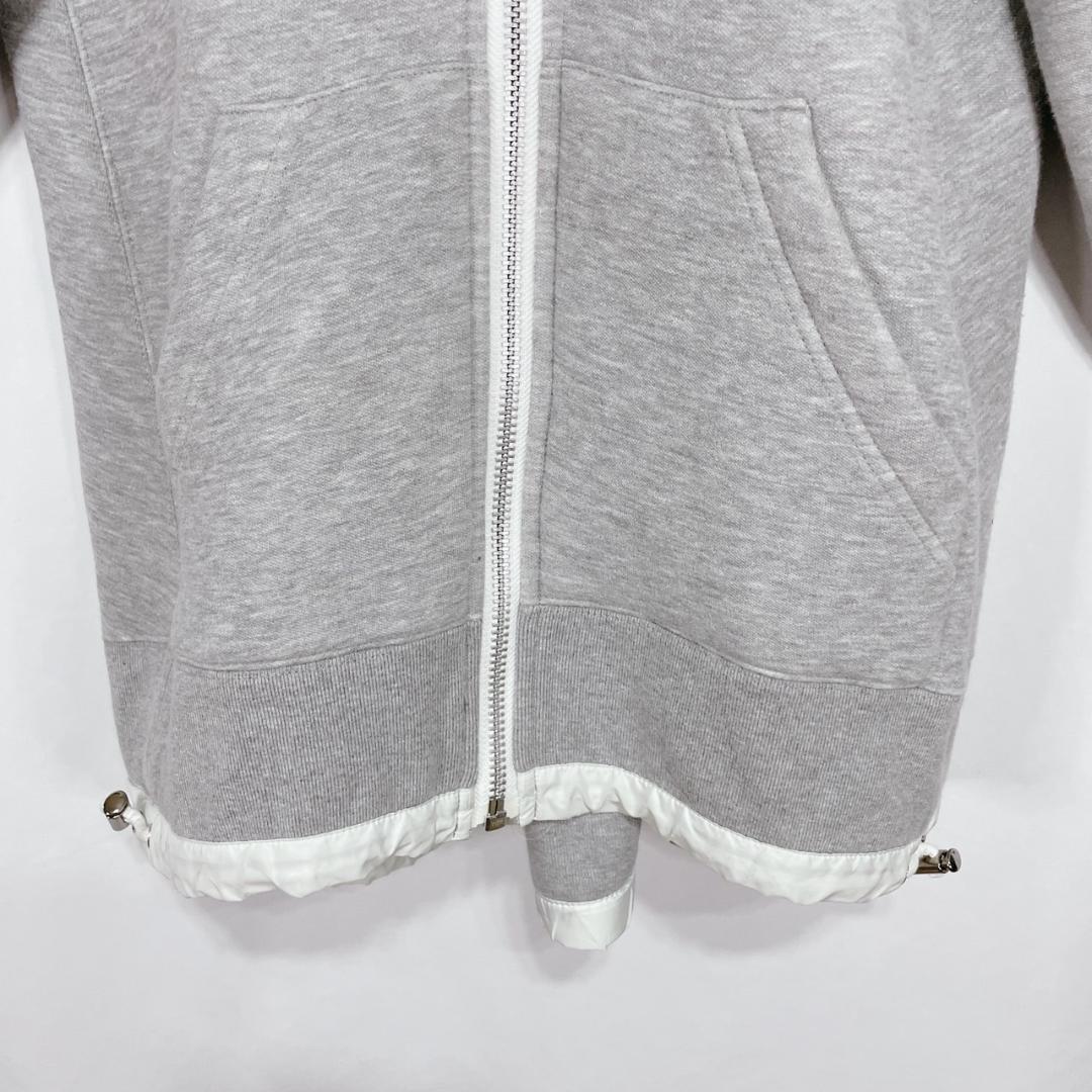 sacai サカイ スポンジスウェット パーカー フード付き フルジップ グレー