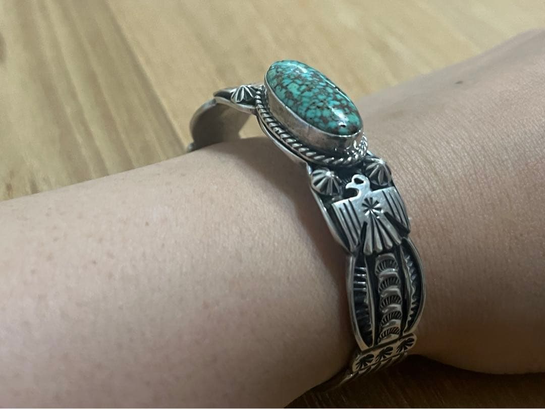 ナバホ　アンディキャドマン　ターコイズ　バングル