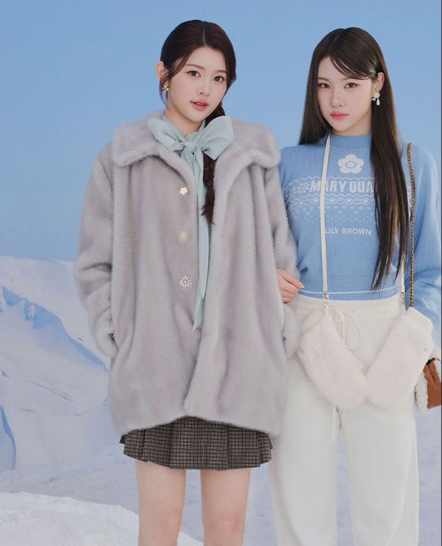 LILY BROWN×MARY QUANT デイジービジュー釦ファーコート