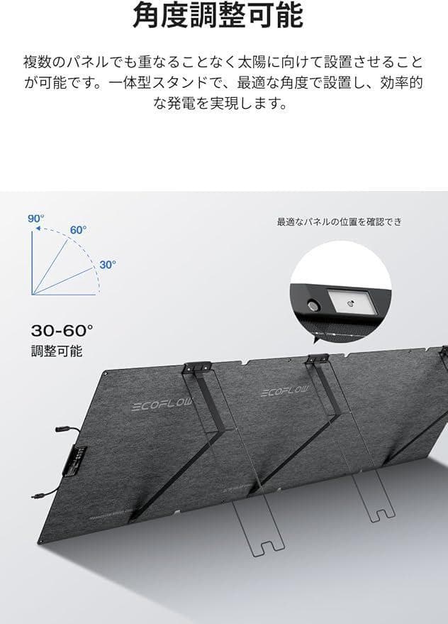 EcoFlow 220W片面ソーラーパネルGen2 ソーラーチャージャー