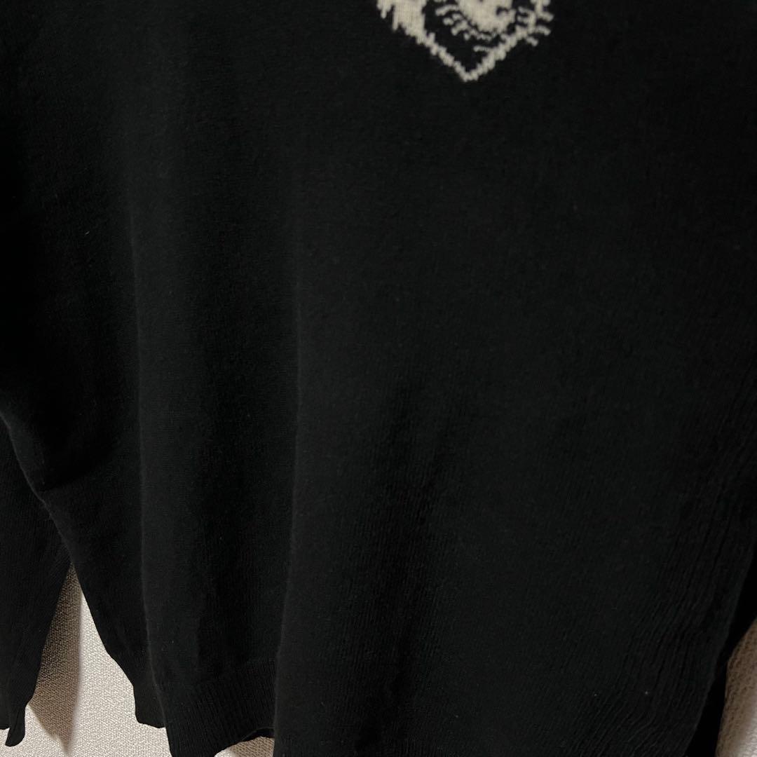 【メゾンキツネ】フォックスヘッド ニット ワンポイント ブラック