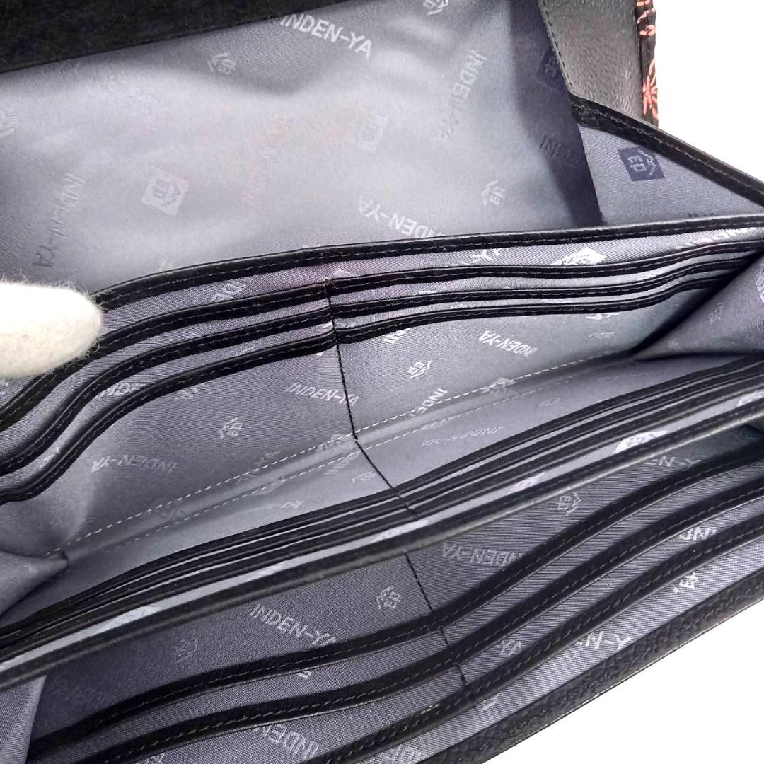 ✨未使用✨ 印傳屋 インデンヤ 長財布 雪割草柄 花柄 黒地×ピンク漆 鹿革 黒