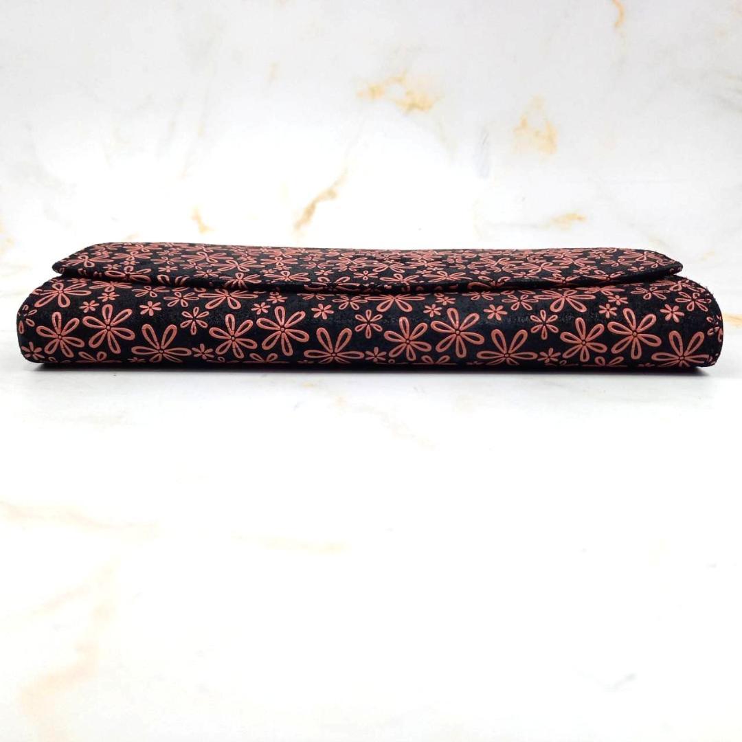 ✨未使用✨ 印傳屋 インデンヤ 長財布 雪割草柄 花柄 黒地×ピンク漆 鹿革 黒