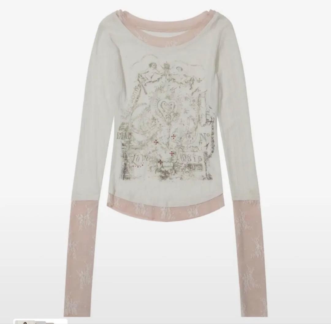 韓国sculptor Triple Lace Layered Tシャツ M