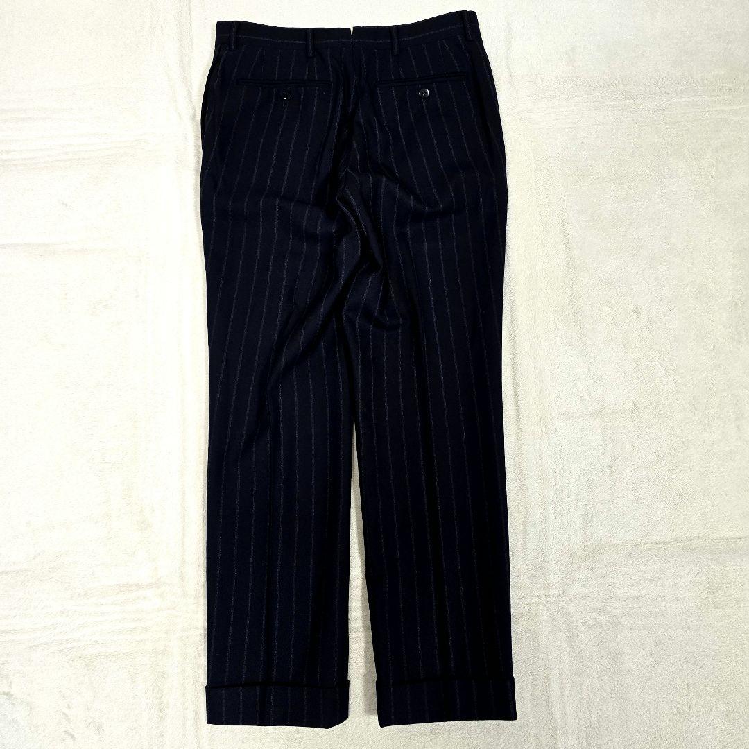 極美品 ビームスエフ スーツセットアップ ビジネス ストライプ ネイビー S相当