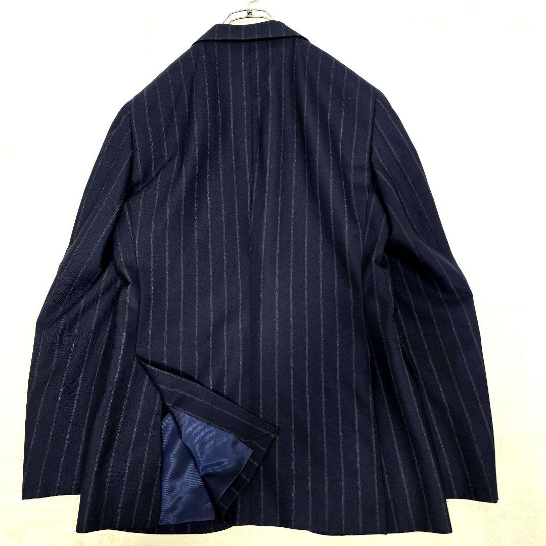 極美品 ビームスエフ スーツセットアップ ビジネス ストライプ ネイビー S相当