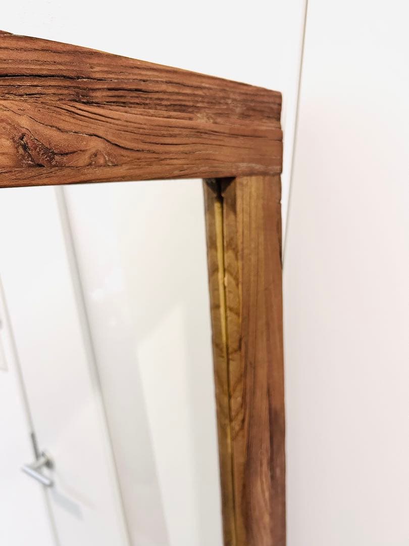 天然木　クラッシュゲート　スタンドミラー　ヴィンテージ古材　壁掛け可能