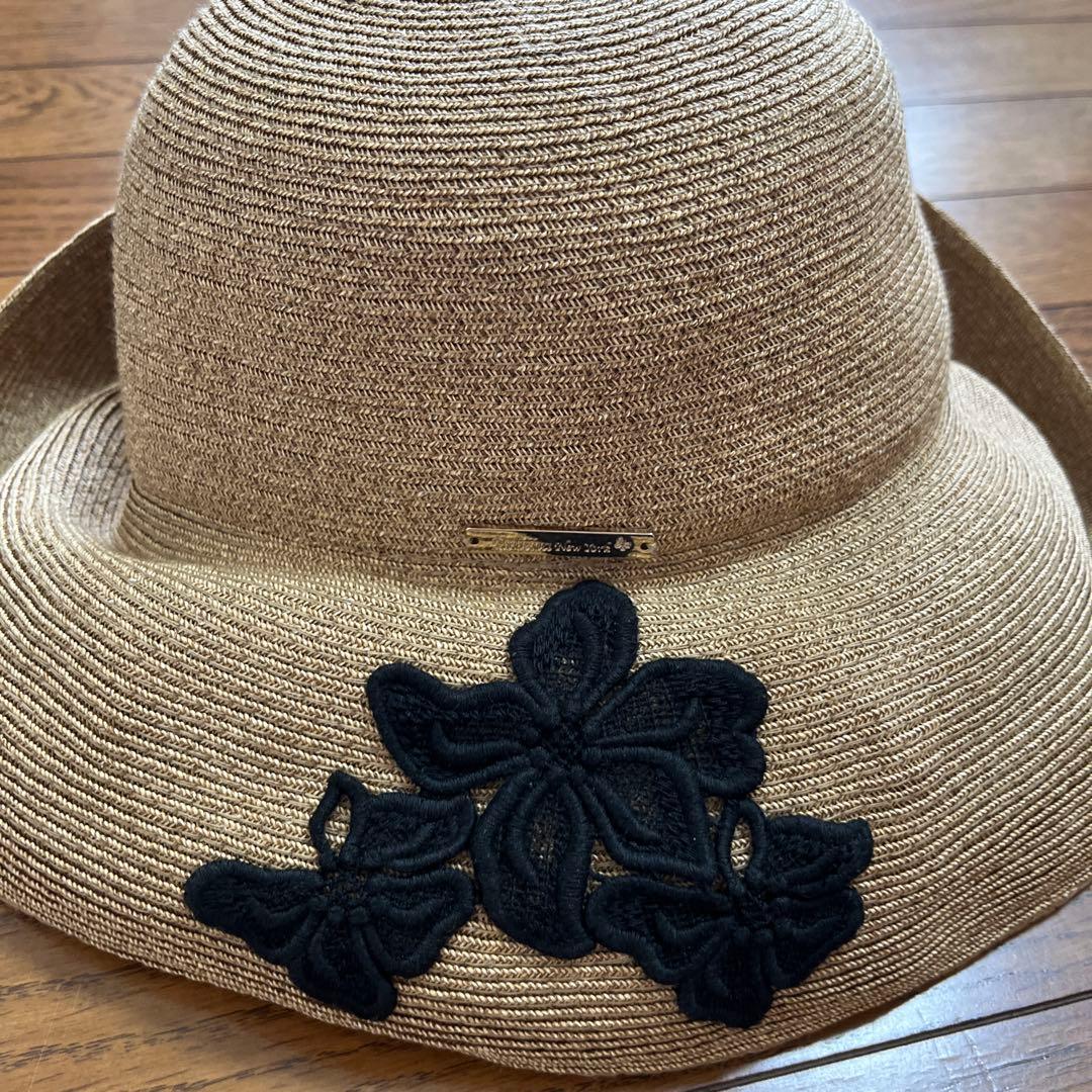 アシーナニューヨークアマンダ黒刺繍レースモチーフ帽子