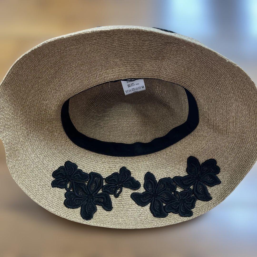 アシーナニューヨークアマンダ黒刺繍レースモチーフ帽子