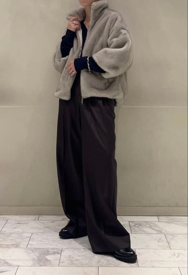 【美品】TATRAS ファーブルゾンコート　トゥモローランド別注　ブラウン