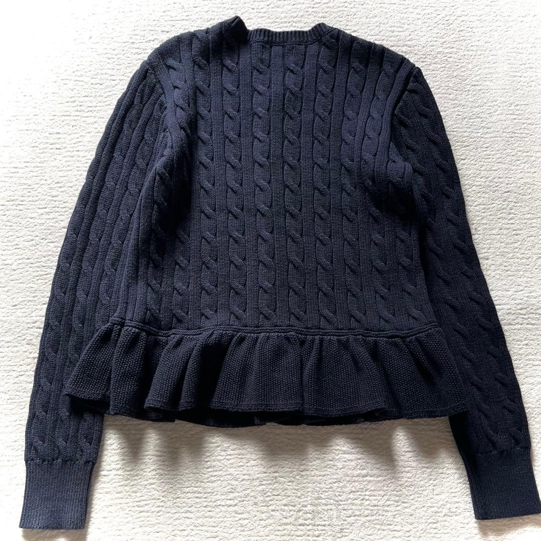 極美品 ラルフローレン コットン ケーブルニット カーディガン ペプラム ポニー