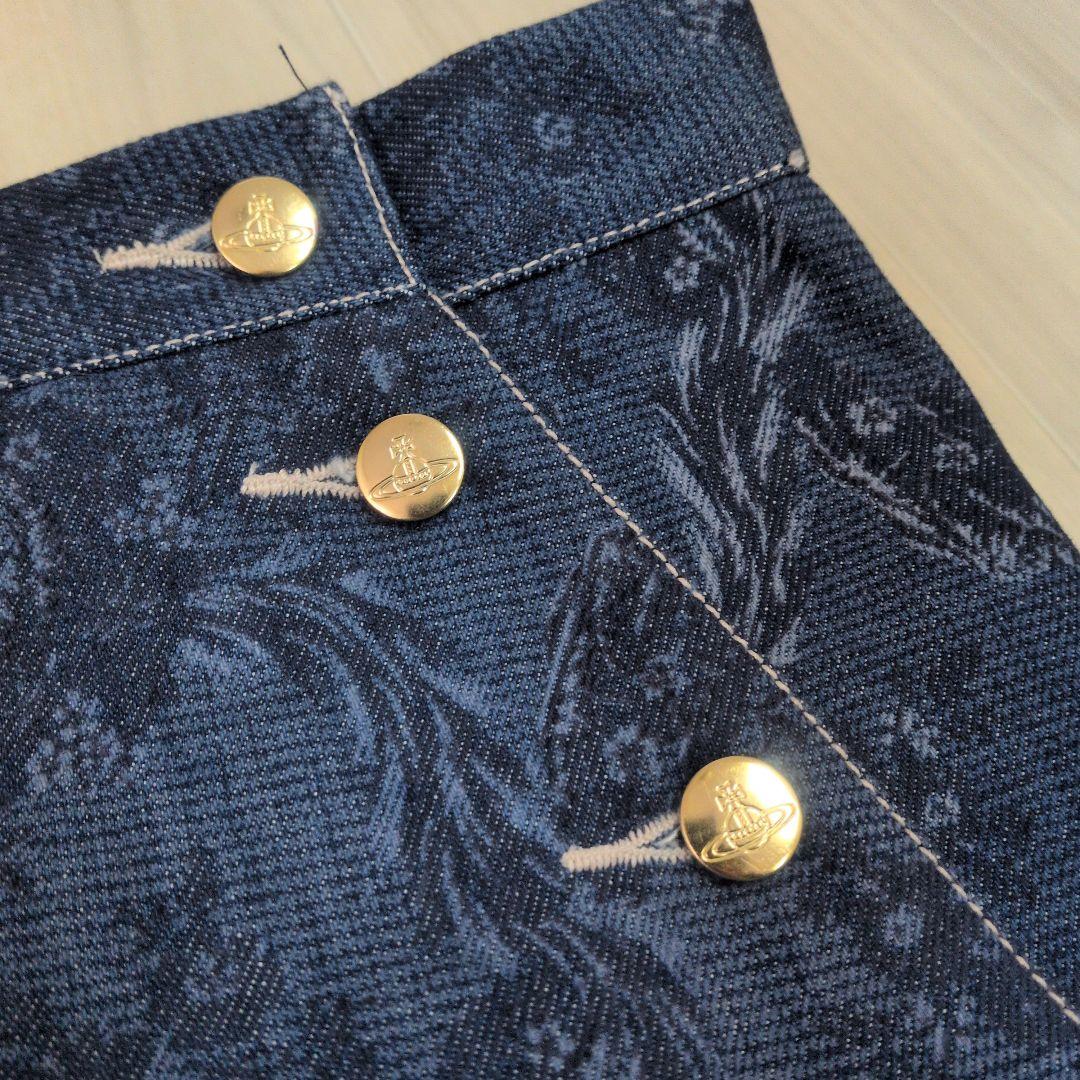 超希少 90s 廃盤　金オーブ立体デニムライディングスカート ヴィヴィアン 英製