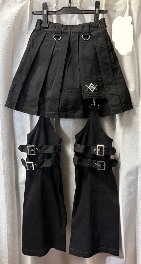 REFLEM レフレム レッグカバー付きレイヤードデニムショーパン ブラック