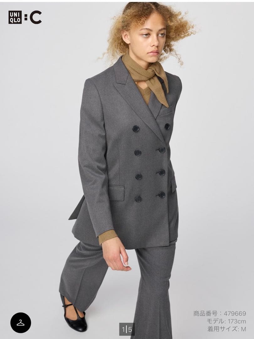 UNIQLO:C ダブルテーラードジャケット グレー M