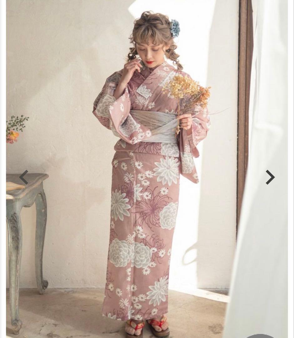 取り置き中ディータ　浴衣　兵児帯　2点セット　梅見月の菊ちらし