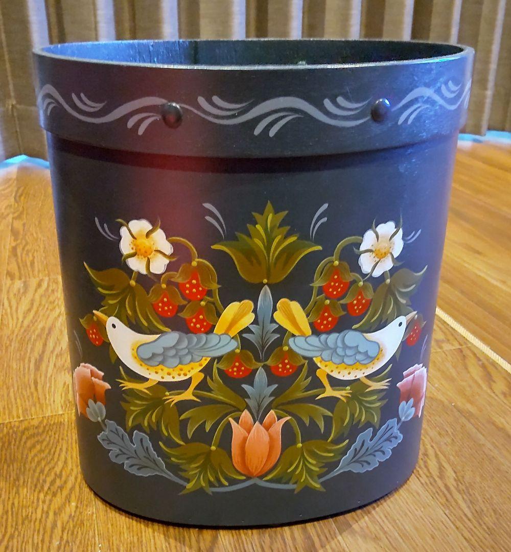 ウィリアムモリス トールペイント 手描き ハンドペイント ごみ箱 鳥 ダスト