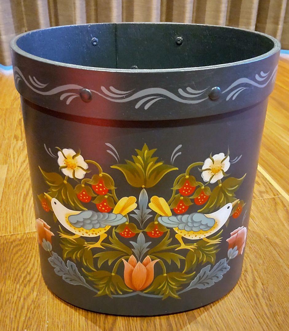 ウィリアムモリス トールペイント 手描き ハンドペイント ごみ箱 鳥 ダスト