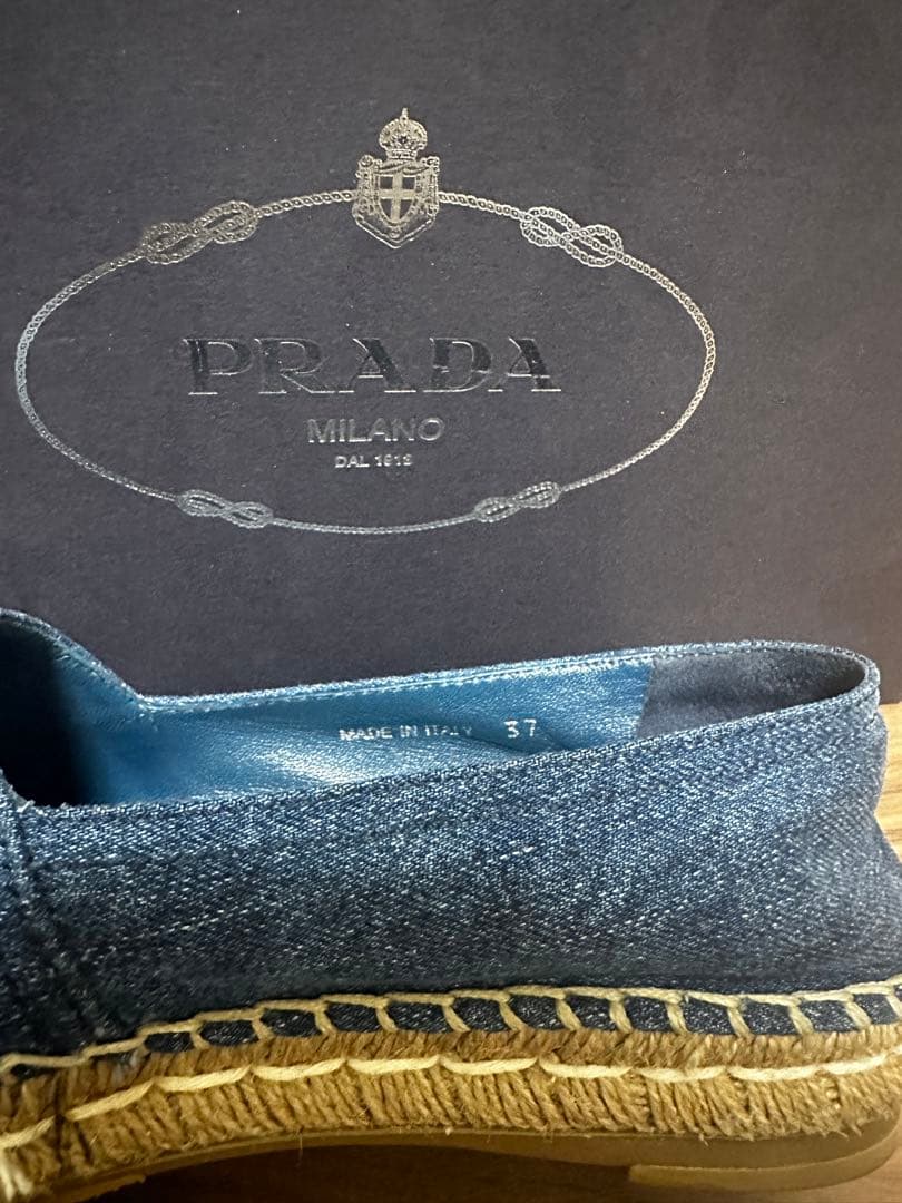 [美品] 1／19限定価格PRADA プラダデニム　フラット エスパドリーユ