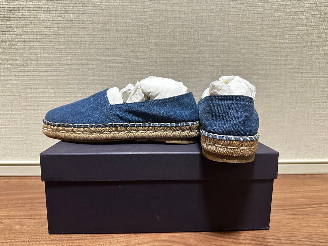 [美品] 1／19限定価格PRADA プラダデニム　フラット エスパドリーユ