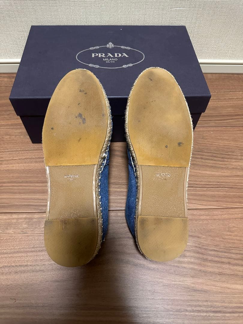 [美品] 1／19限定価格PRADA プラダデニム　フラット エスパドリーユ