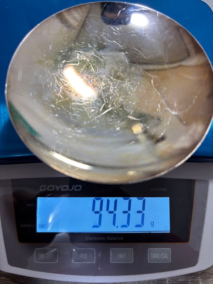 【純銀】純銀盃94.3g！造幣局silver刻印有り。純銀杯、純銀刻印。鋳つぶし