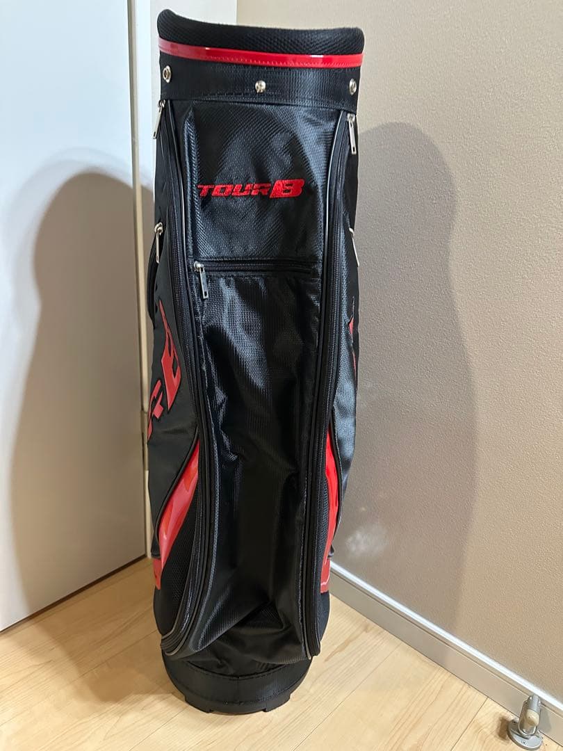 ブリヂストン TOUR B キャディバッグ 黒/赤 郵送用カバー付き